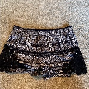 Black and White Flowy Shorts